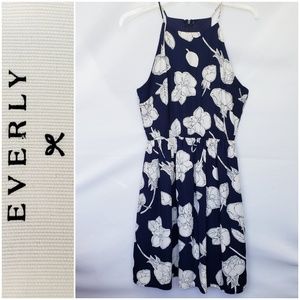 🤍Anthropologie EVERLY dress high neck black/white floral sleeveless SMALL